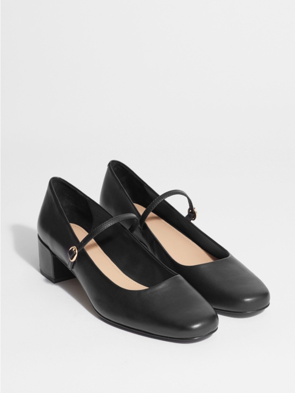 & Other Stories- Classic Black Mary Jane Block Heel Pumps